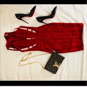 Hot Miami Styles Red Bandage Cut Out Dress